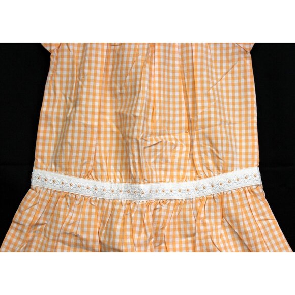 2006 Gymboree Freshly Picked Orange Gingham Dress Drop Waist sz 7 Daisies Summer - Picture 3 of 9